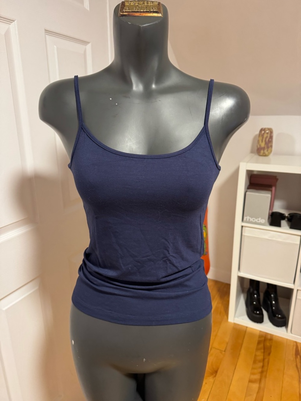 Women's Navy Spaghetti Strap Tank Top